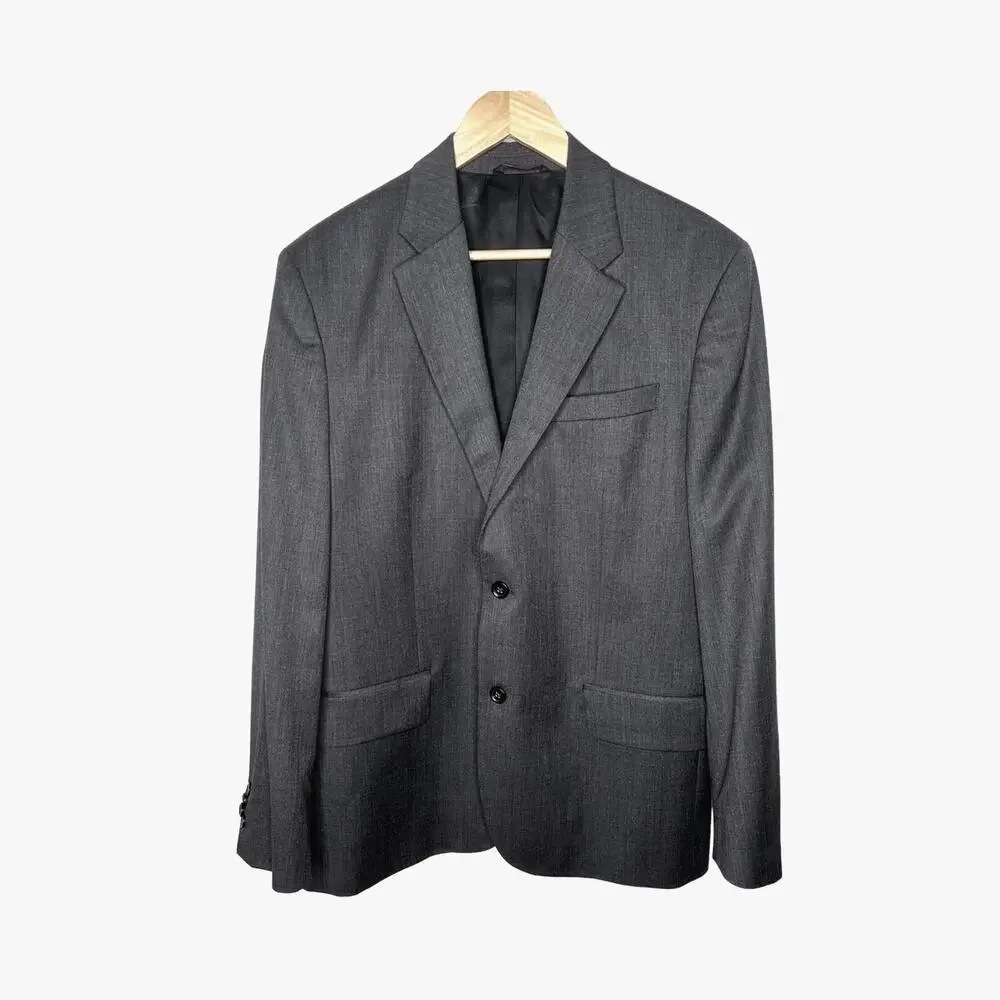 Banana Republic 42R Italian 100% Wool Blazer $450 2-Button Gray Jacket Work